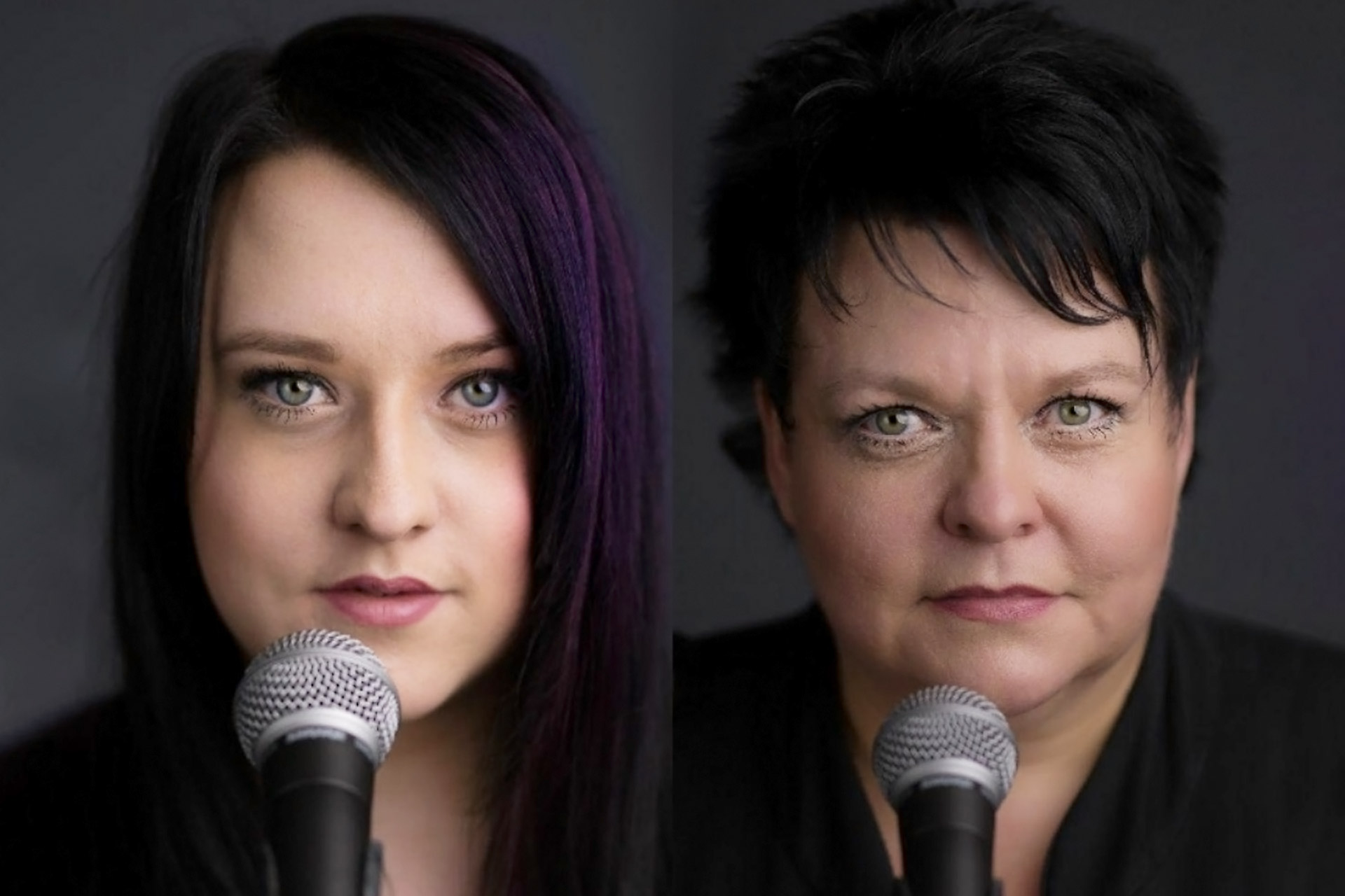 Cindy und Katrin mit Mikrofonen